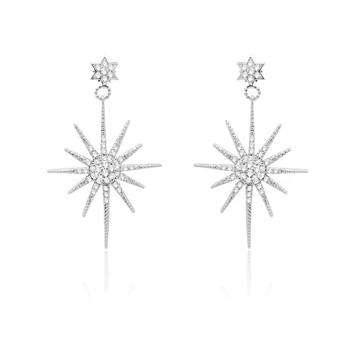 Latelita Rhodium Star Bridal Earrings